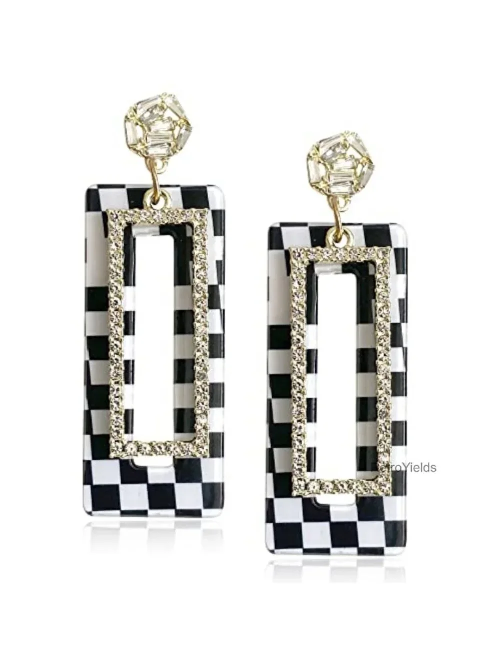 Vintage 60s 70s Acrylic Dangle Drop Earrings Resin Geometry Stud for Women